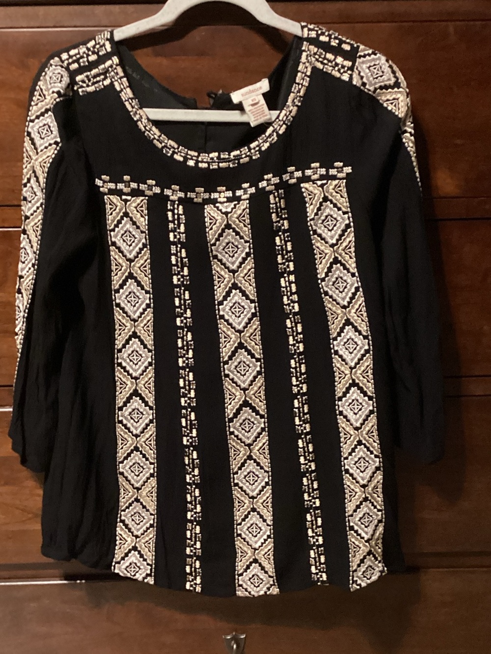 Sundance Black Tunic with Cream and gold Geometric Panels